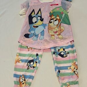 NWT Bluey and Bingo Toddler Girl's Colorful Spring Time 3-Piece Pajama Set (3T)